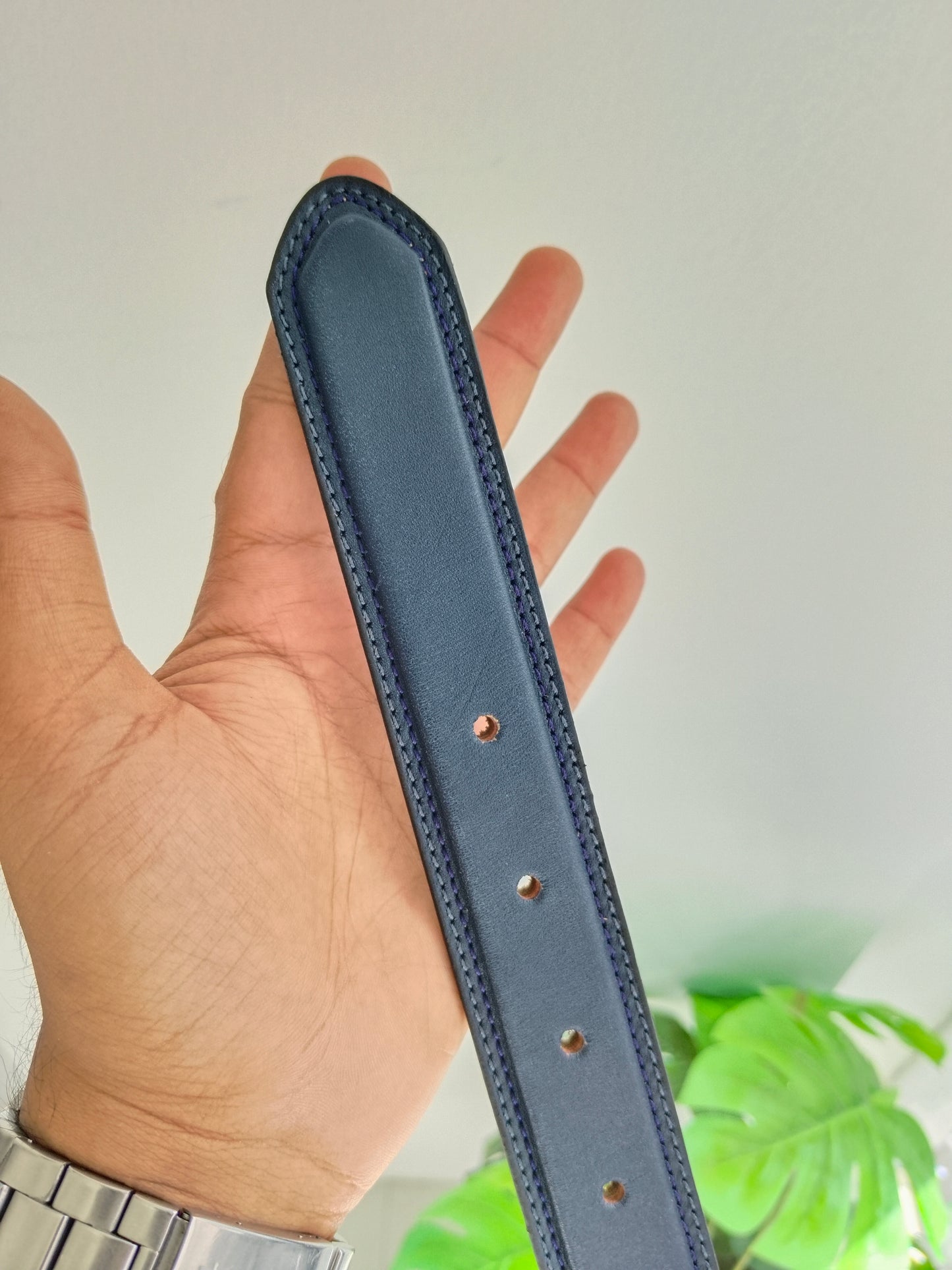 Blue Formal Cow Leather Belt