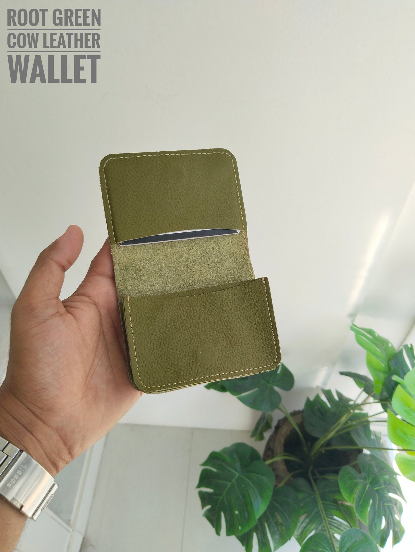 ROOT GREEN COW LEATHER WALLET