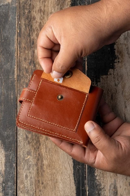 Charcoal Bifold Loop Leather Wallet