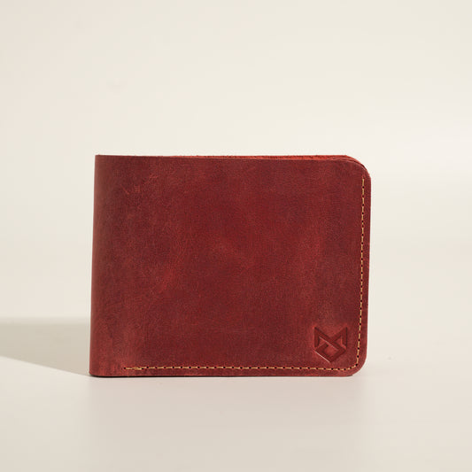 Dark Maroon Bi-fold Cow Leather Wallet