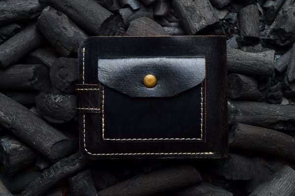 Charcoal Bifold Loop Leather Wallet-2